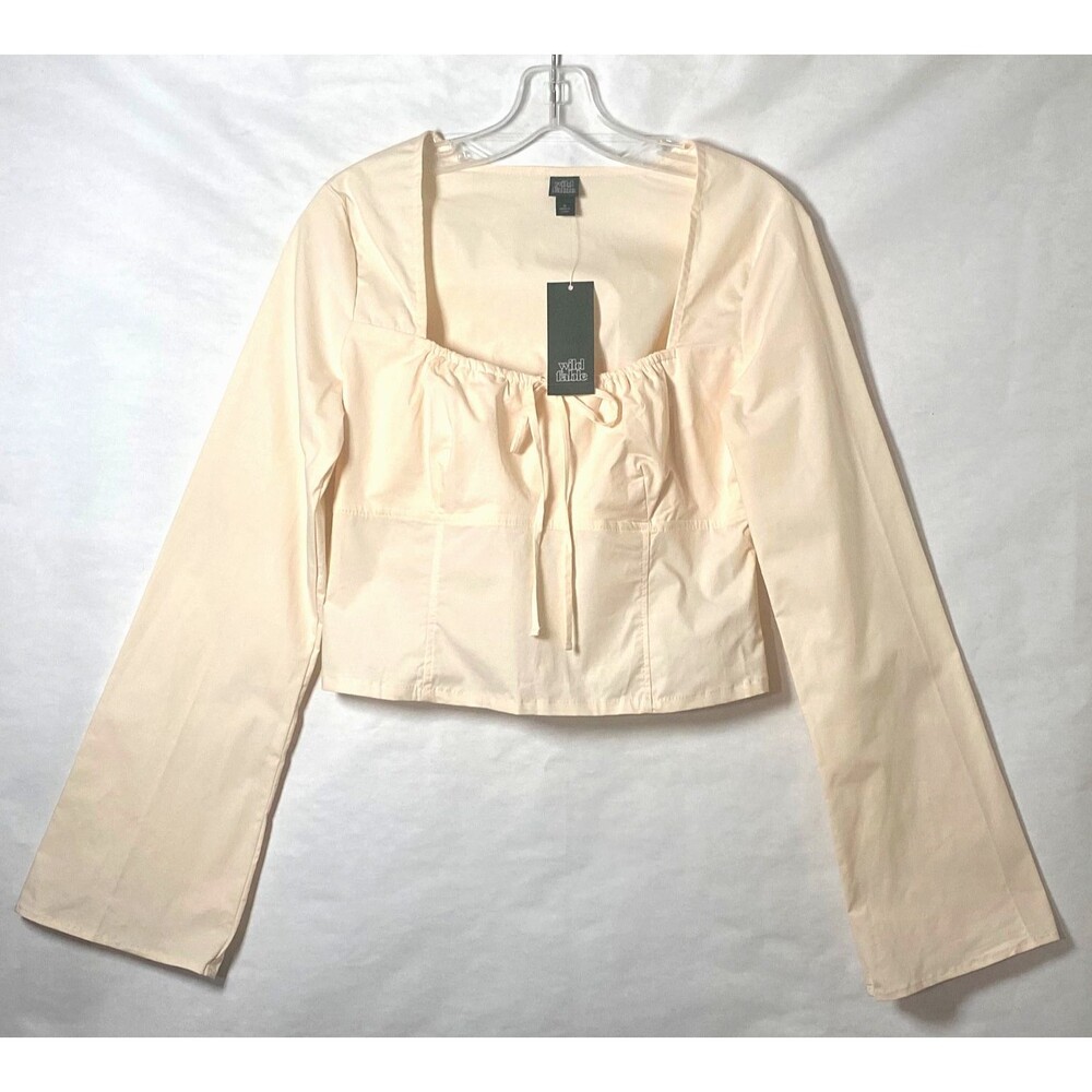 Wild Fable Smocked Corset Style Top Womens Size M Light Peach Bow Side Zip NWT
